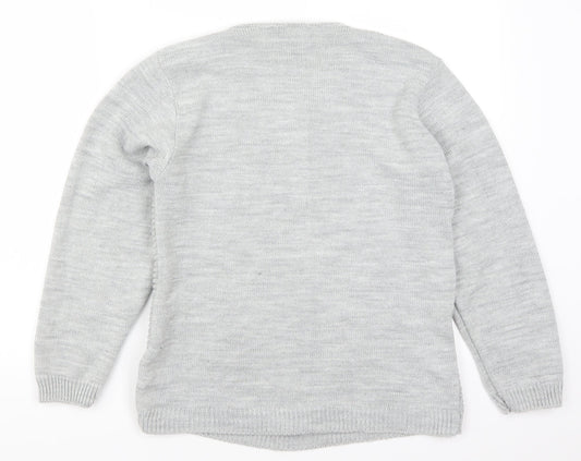 Mia Moda Womens Grey Pullover Jumper Size S