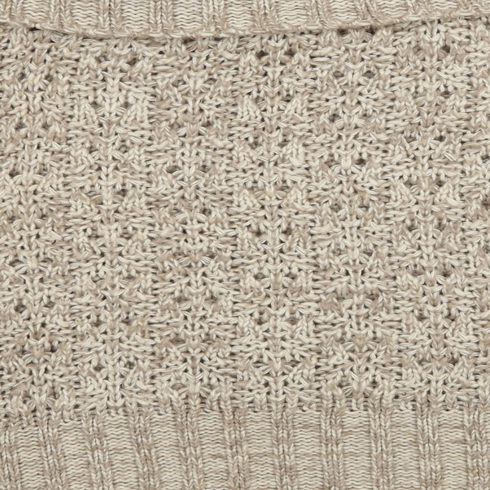 Brand and care label for Be Beau women’s brown knit jumper, size UK 14