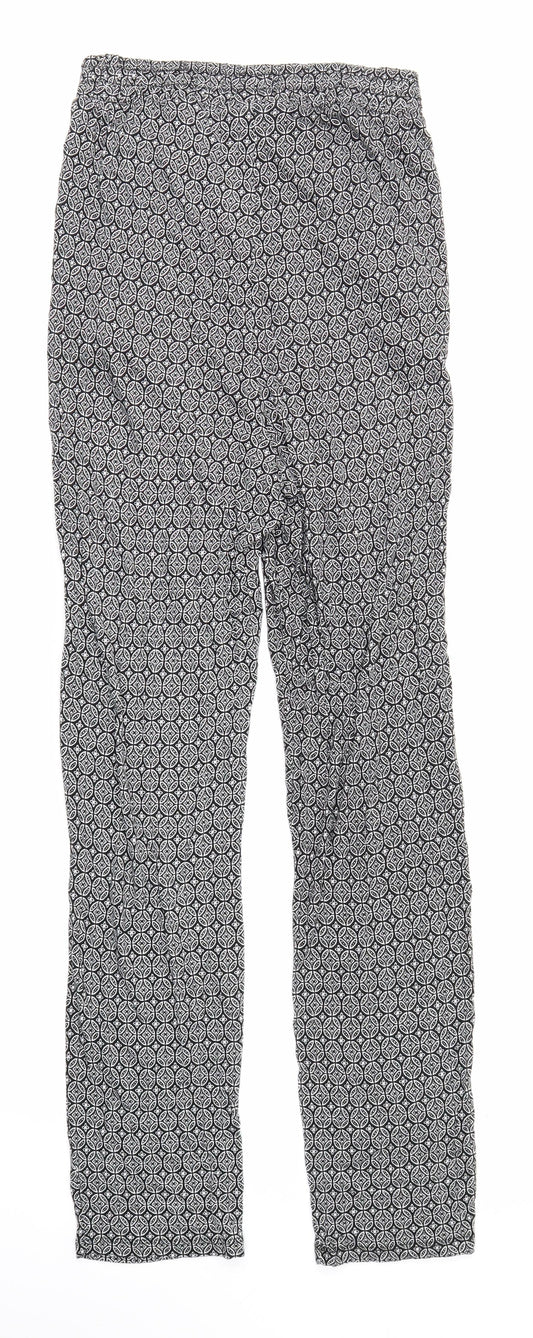 H&M Womens Black Floral Jogger Trousers Size XS L27 in