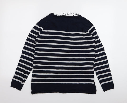 Vertbaudet Womens Blue Striped Pullover Jumper Size 12