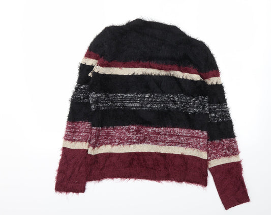In Extenso Womens Black Striped Pullover Sweatshirt Size S