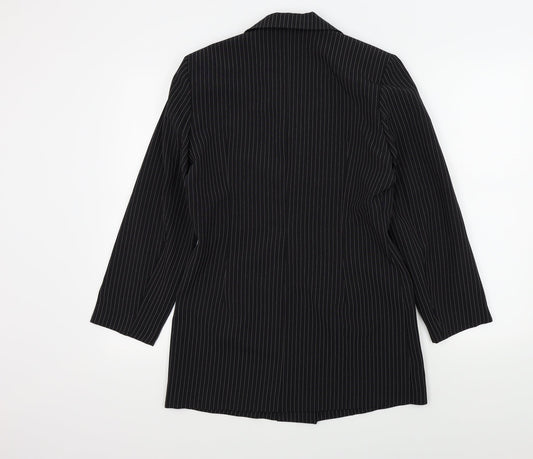 Select Womens Black Striped Jacket Blazer Size 10