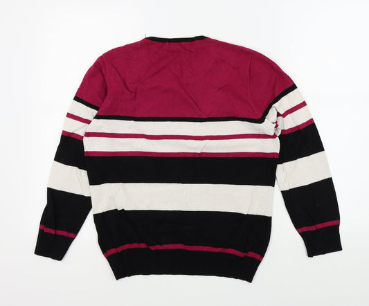 TEXT Womens Multicoloured Striped Pullover Jumper Size L