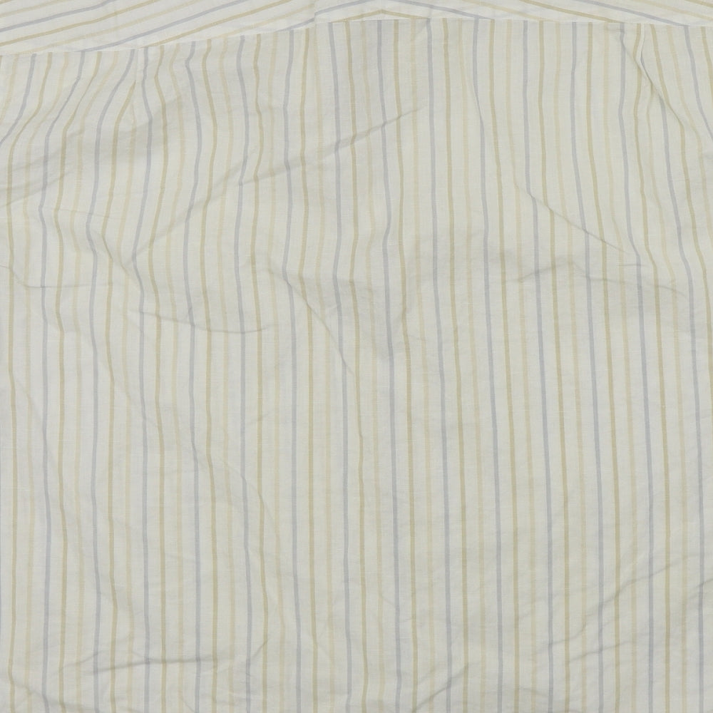 M&S Mens Beige Striped Button-Up Size XL