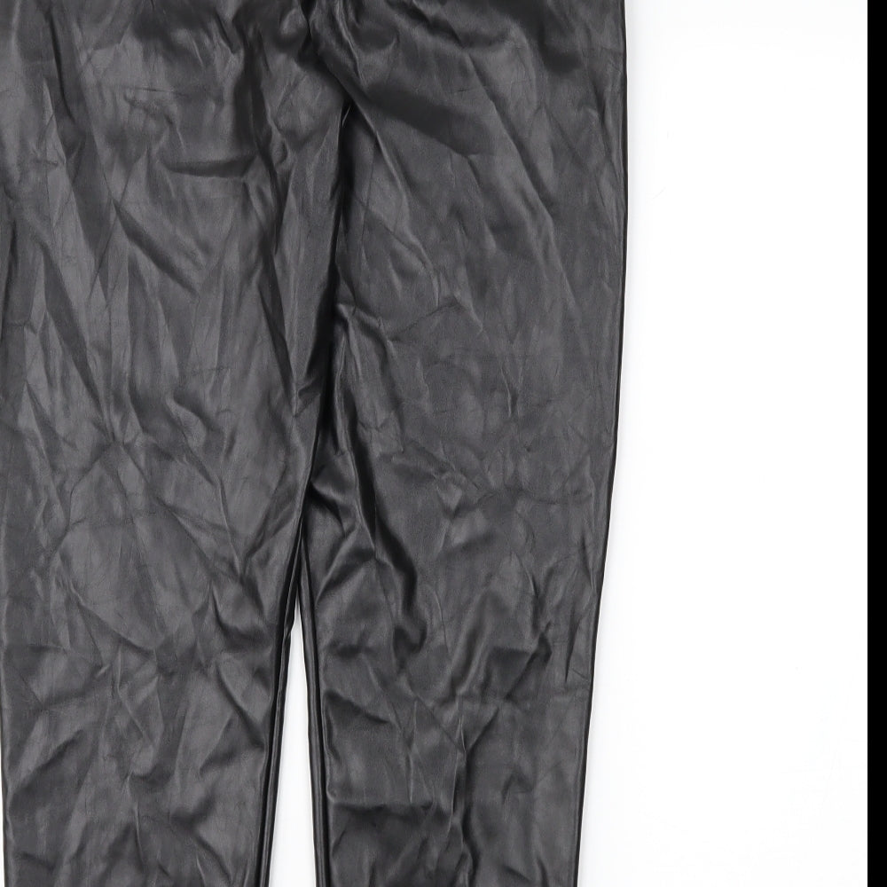 PRETTYLITTLETHING Womens Black Trousers Size 12 L26 in