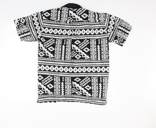 Tepa Womens Black Geometric Basic Button-Up Size S