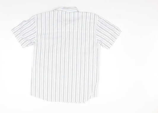 ox Womens Silver Striped Basic Button-Up Size M