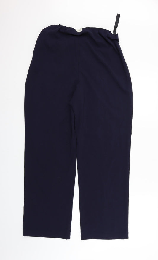 EWM Womens Black Trousers Size 16 L30 in - Elastic Waist Band