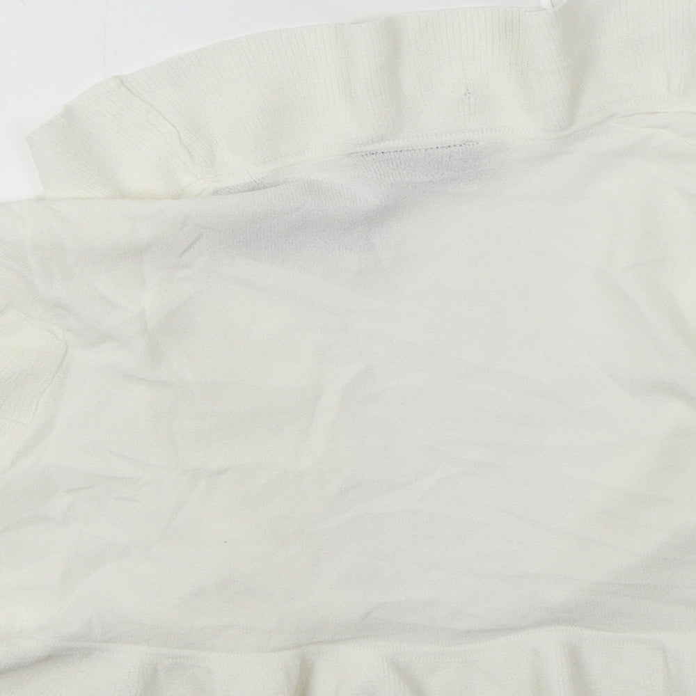 Brand and care label for Principles women’s white cardigan jumper, size S