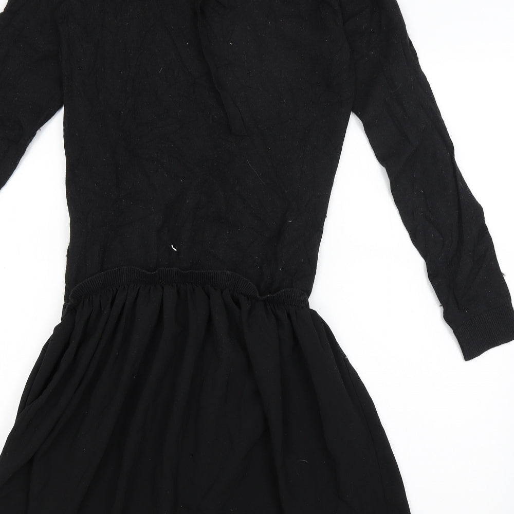 Colline Womens Black T-Shirt Dress Size 8