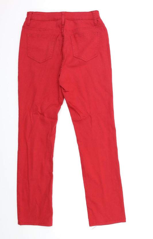BASSINI Womens Red Denim Skinny Jeans Size 8 L26 in