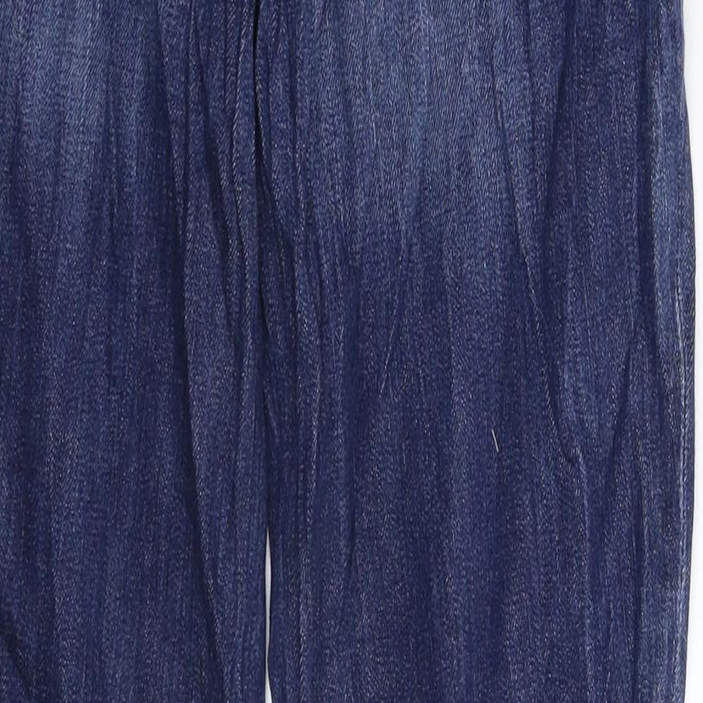 Brand and care label for ESPRIT women’s blue denim skinny jeans, size UK 28, in, 26-inch leg