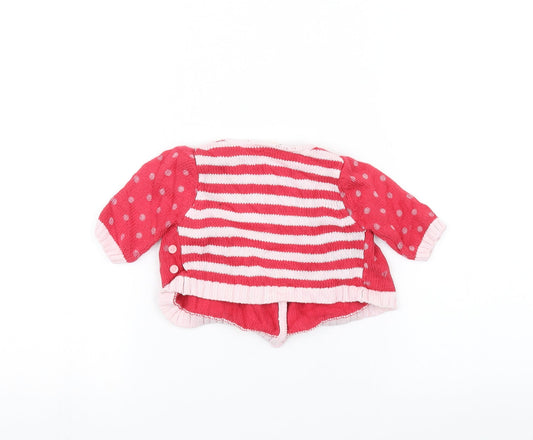MINIMODE Baby Red Striped Cardigan Jumper Size 0-3 Months