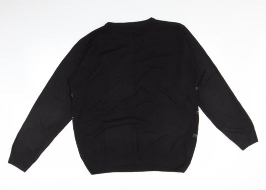 Taylor & Wright Mens Black Plaid Pullover Jumper Size M