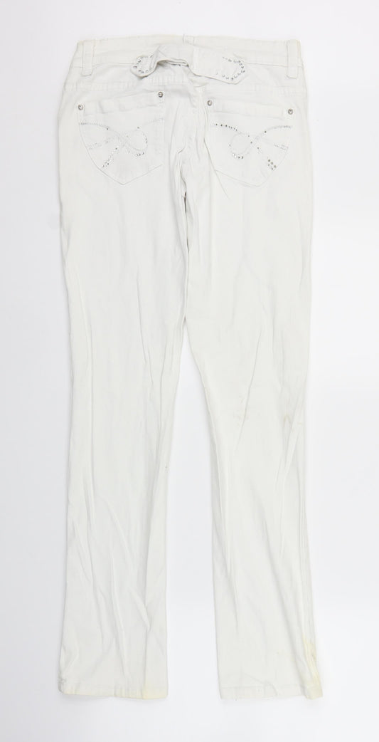 Preworn Womens White Denim Straight Jeans Size 10 L30 in