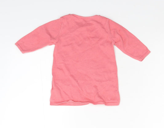 M&S Pink Knit Henley Jumper Size 3-6 Months
