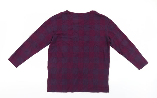 M&S Womens Purple Check Pullover Jumper Size 14