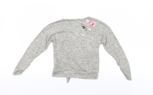H&M Girls Grey Floral Pullover Jumper Size 11-12 Years