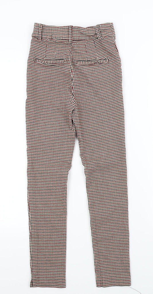 astradivarius Womens Multicoloured Check Trousers Size 8 L24 in