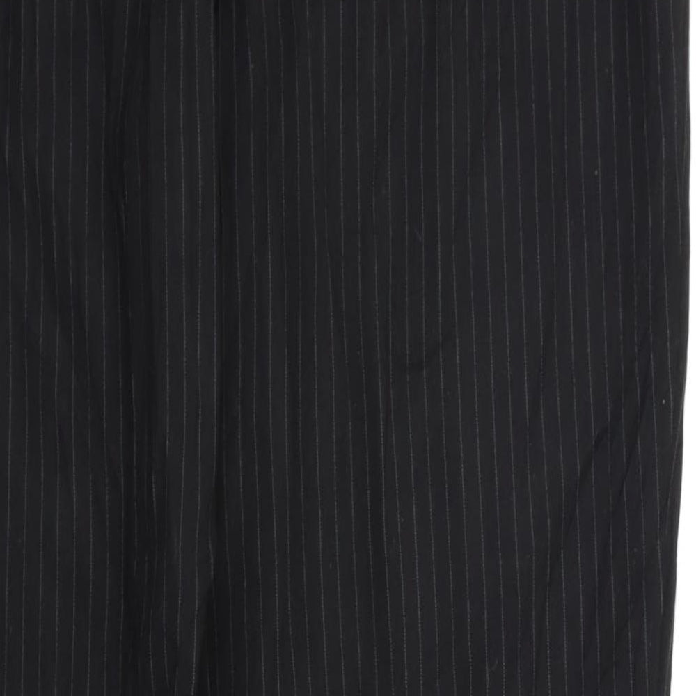 Marks and Spencer Womens Black Striped Trousers Size 14 L30 in