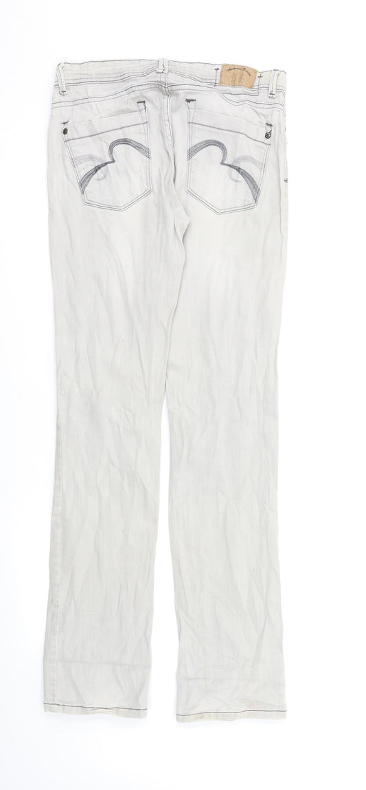 NEXT Womens Grey Denim Straight Jeans Size 10 L30 in
