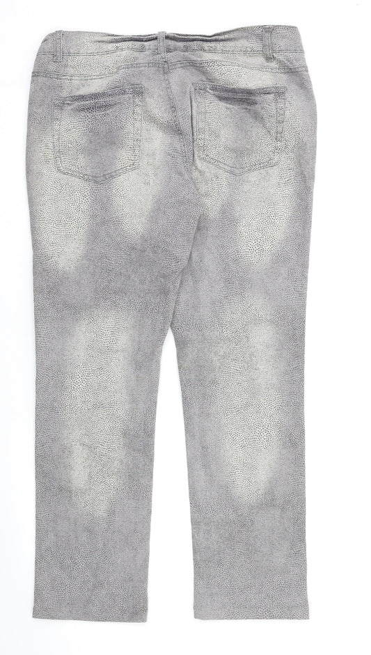 OKAY Womens Grey Animal Print Straight Jeans Size 35 in L28 in