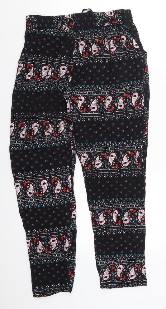Preworn Womens Black Paisley Trousers Size M L25 in