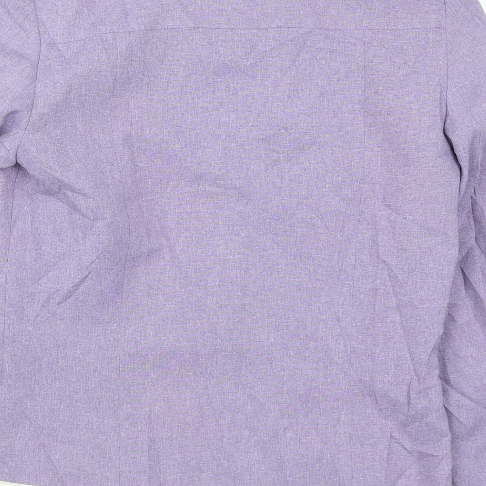 Brand and care label for Debenhams girls’ purple jacket, size 14, years