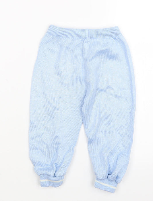 Preworn Boys Blue Knit Jogger Trousers Size 12 Months