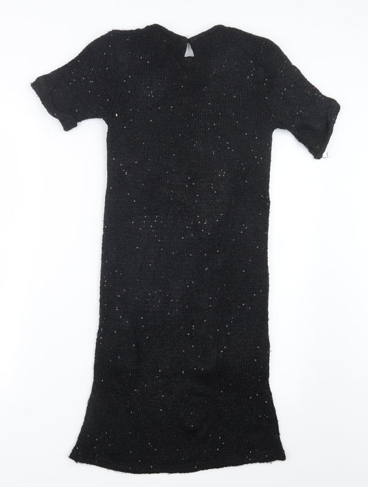 John Lewis Girls Black Knit Jumper Dress Size 12 Years