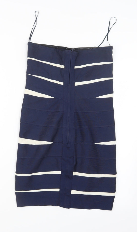 Costa Blanca Womens Blue Striped Straight & Pencil Skirt Size M