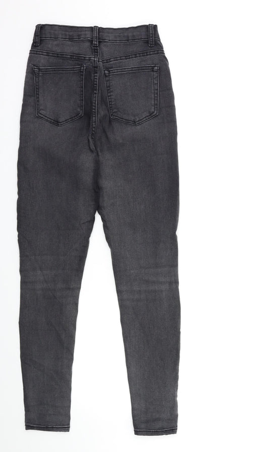 PRETTYLITTLETHING Womens Grey Denim Skinny Jeans Size 8 L29 in