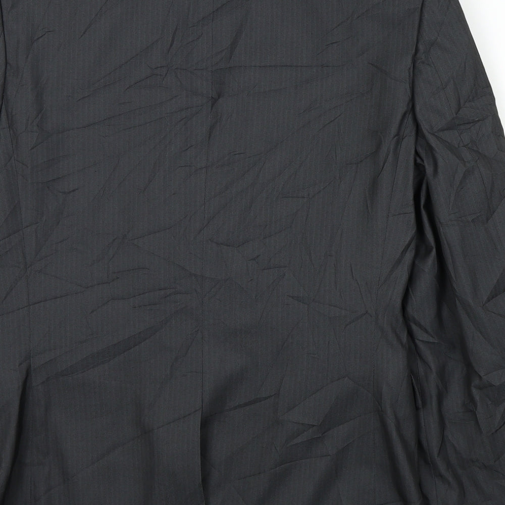 M&S Mens Grey Striped Jacket Suit Jacket Size XL