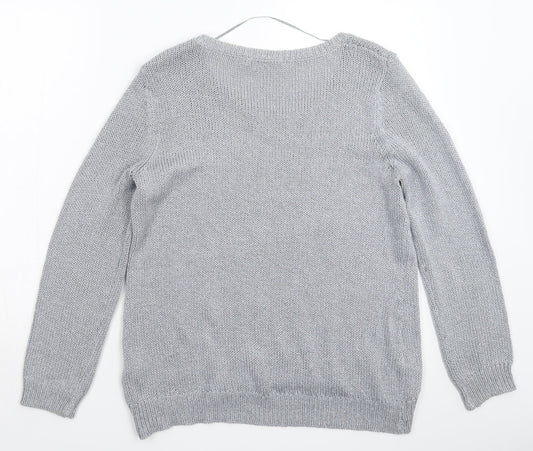 BHS Womens Silver Knit Pullover Jumper Size 16