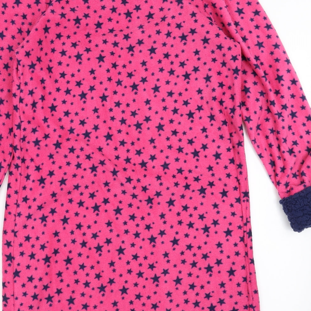 EVIE Womens Pink Geometric Fleece Top Gown Size 10 - Star pattern