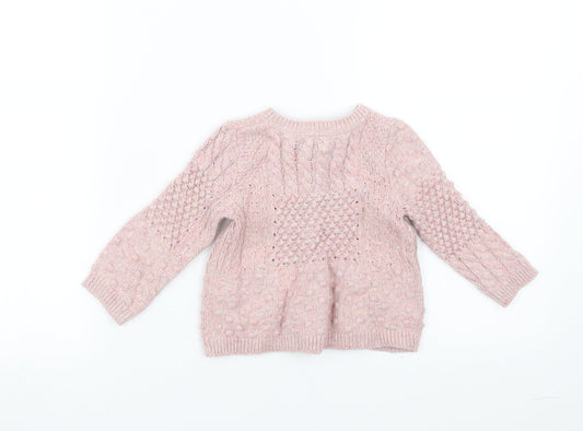 Monsoon Girls Pink Knit Cardigan Jumper Size 6-9 Months