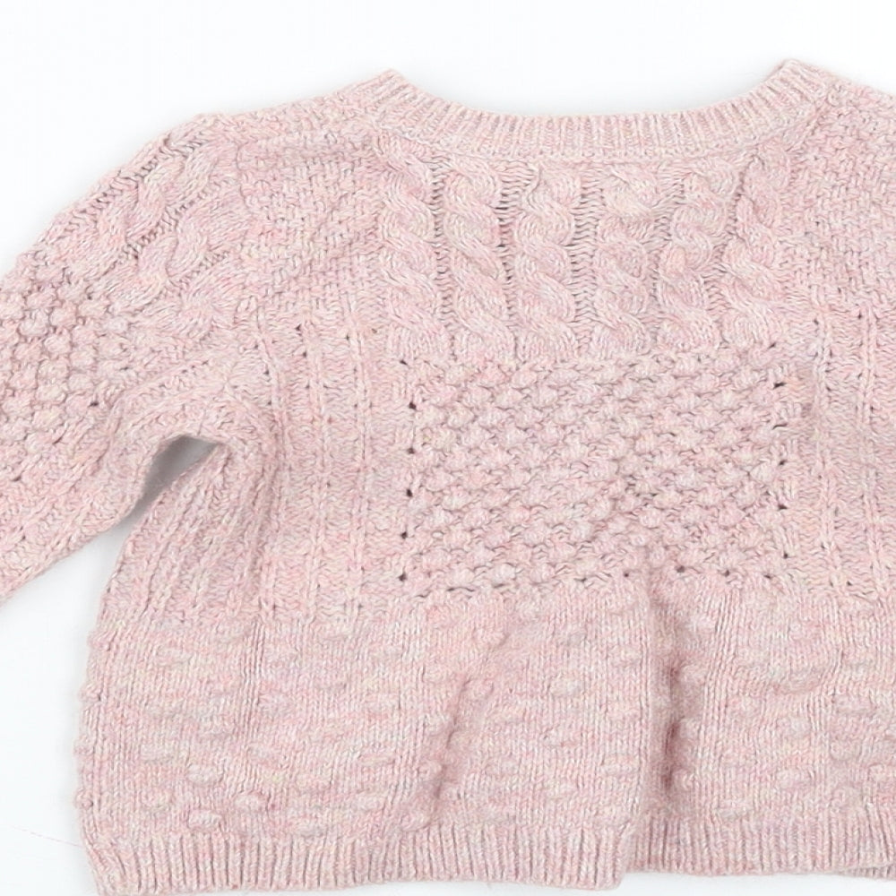 Monsoon Girls Pink Knit Cardigan Jumper Size 6-9 Months