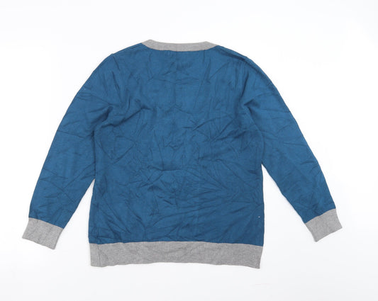 alexara Womens Blue Pullover Jumper Size M - jumper with over cardigan detail