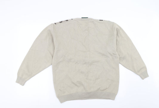 Hunter Mens Beige Argyle/Diamond Pullover Jumper Size M
