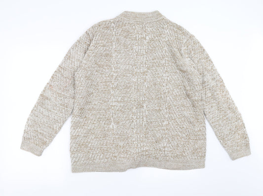 BM Collection Womens Beige Cardigan Jumper Size M