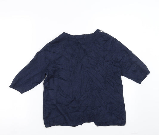 NEXT Womens Blue Knit Cardigan Jumper Size 10 - beaded