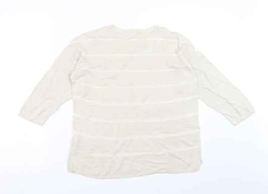 Marks and Spencer Womens Beige Striped Pullover Jumper Size 12