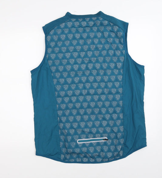Crane Womens Blue Geometric Gilet Waistcoat Size L