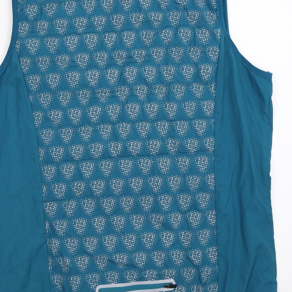 Crane Womens Blue Geometric Gilet Waistcoat Size L