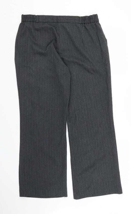 BM Womens Grey Striped Trousers Size 14 L26 in