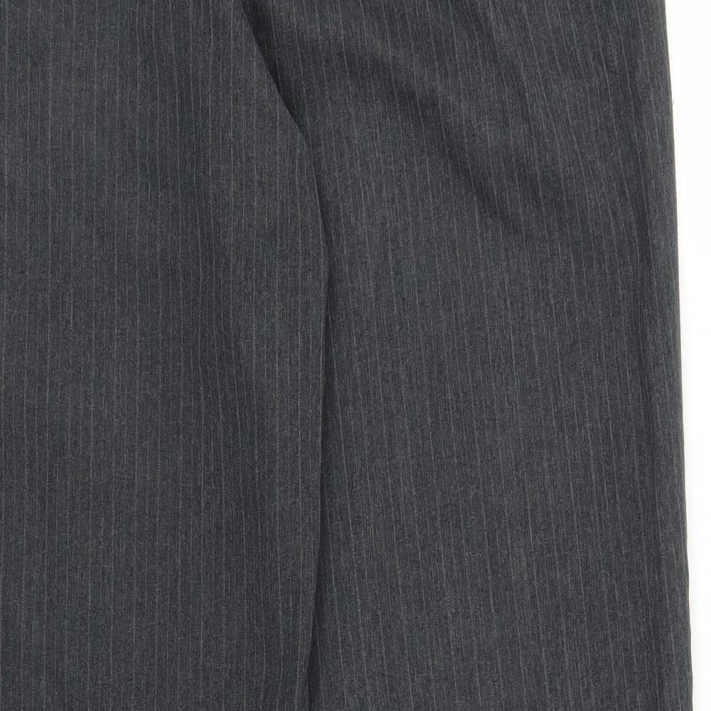 BM Womens Grey Striped Trousers Size 14 L26 in