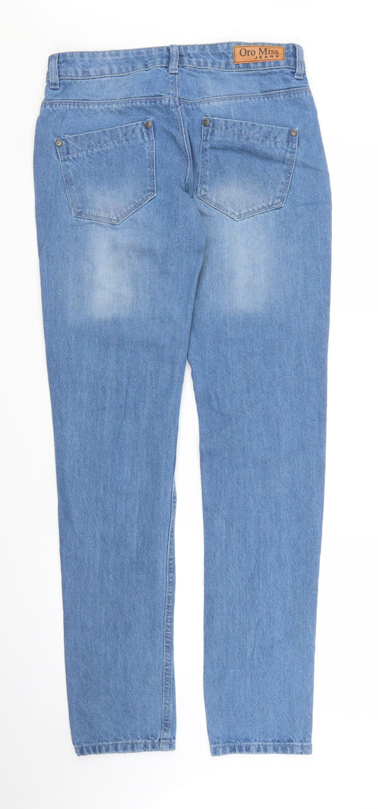 Oro Miss Womens Blue Denim Straight Jeans Size 8 L32 in