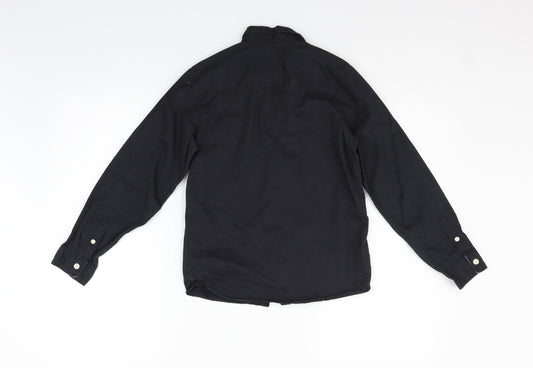 LOGG Girls Black Basic Button-Up Size 10-11 Years