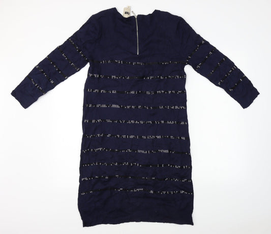 FWM Womens Blue Striped A-Line Size 12