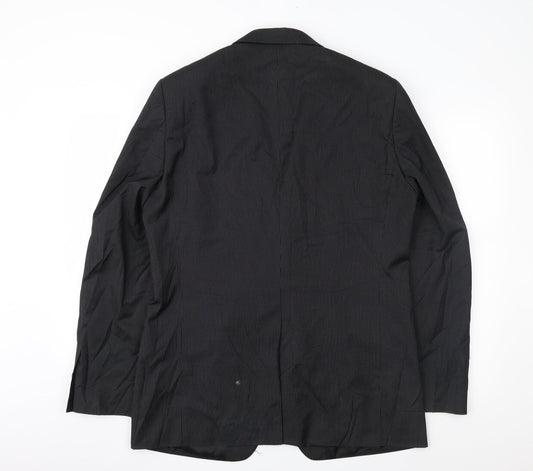 H&M Mens Black Striped Jacket Suit Jacket Size 42